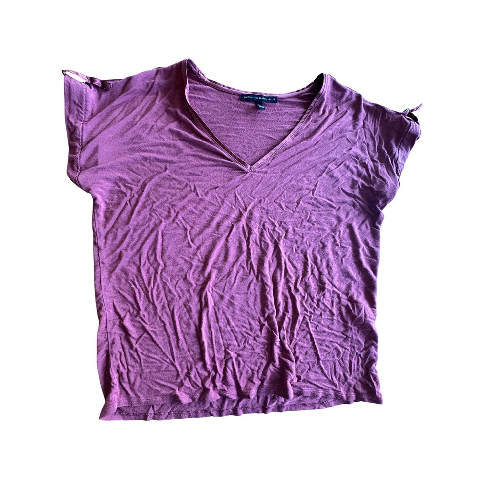 White House Black Market V Neck T Shirt Womens XL Maroon Stretch Minimalist